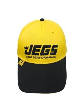 JEGS High Performance Racing Hat Yellow Black Adjustable Strapback Baseball Cap